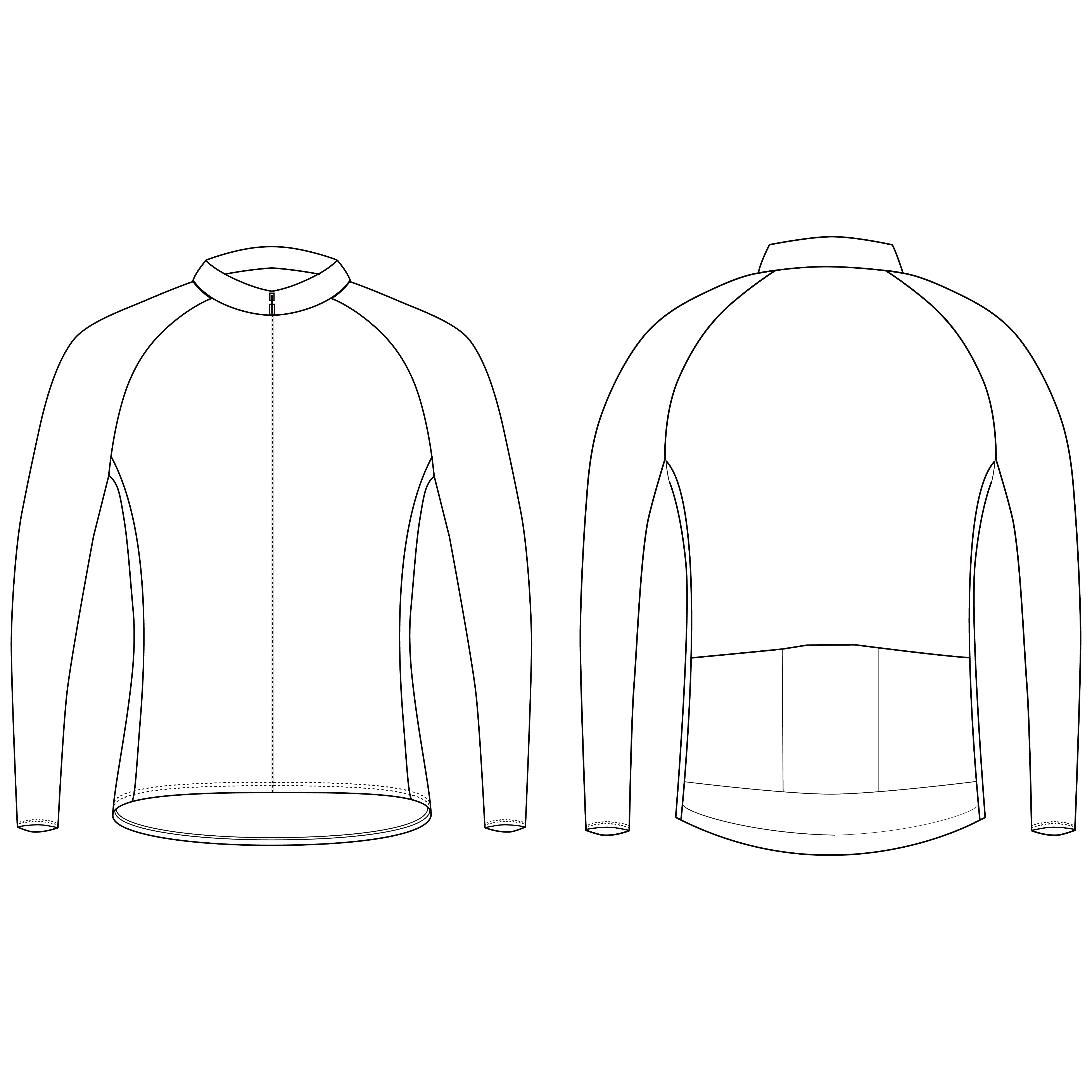Long sleeve cycling jersey rendering template